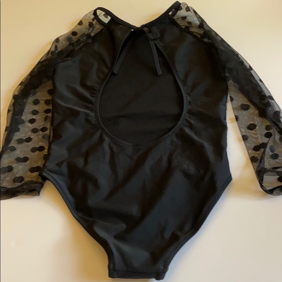 NWOT Black long sleeve polka dot mesh swimsuit - Picture 4 of 6